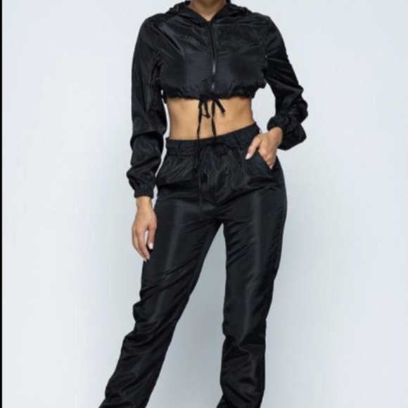 Pants - Black Jogger Set w/ Cropped Jacket